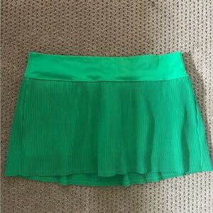 All in Motion Green Pleated Mini Skirt